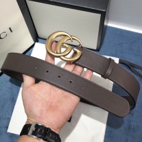Gucci Leather belt with Double G buckle 400593 Chocolate