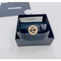 Chanel CC Logo Black Quilting Leather Belt 30MM Lambskin Gold Buckle