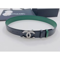 Chanel CC Logo Leather Belt Calfskin Green