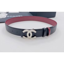 Chanel CC Logo Leather Belt Calfskin Red