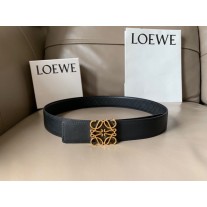 Loewe Reversible Unisex 40mm Leather Belt Anagram Buckle All Black