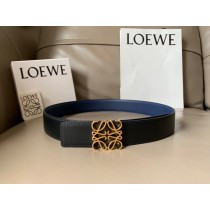 Loewe Reversible Unisex 40mm Anagram Leather Belt Navy Blue 