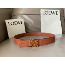 Loewe Reversible Women Embossed Anagram Leather Belt 32mm Apricot
