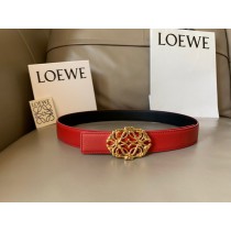 Loewe Reversible Women Leather Belt 32mm Anagram Buckle Red