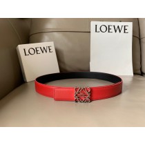 Loewe Women Reversible Anagram Leather Belt 32mm Red
