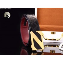 Zegna Men Embossed Calfskin Leather Belt Z Buckle 35mm