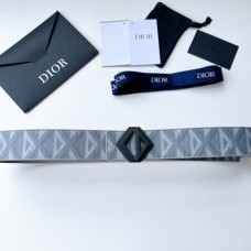Dior CD Diamond Canvas Reversible Belt w CD Diamond Buckle 40 MM Gray