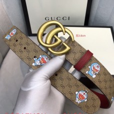 Doraemon x Gucci GG canvas Leather Belt Red