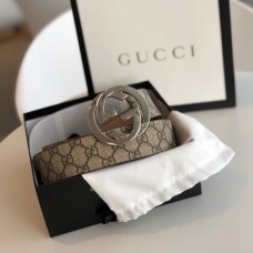 Gucci GG Supreme belt with G buckle Brown