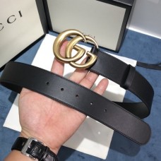 Gucci Leather belt with Double G buckle 400593 Black