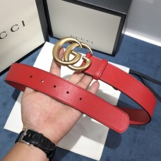 Gucci Leather belt with Double G buckle 400593 Red