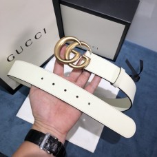 Gucci Leather belt with Double G buckle 400593 White