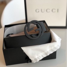 Gucci Leather belt with interlocking G Black