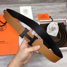 Hermes Mens Reversible Epsom Leather 38MM Belt Tan