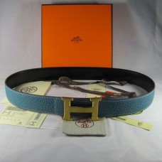 Hermes Reversible Togo Leather 38MM Belt Blue