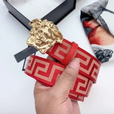 Versace Medusa Buckle Printed Nylon Belt Red