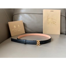 Buberry 20MM Black Leather Belt Gold TB Buckle