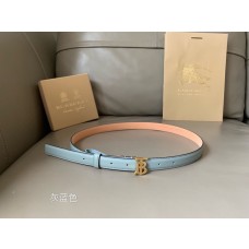 Buberry 20MM Blue Leather Belt Gold TB Buckle