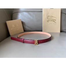 Buberry 20MM Red Leather Belt Gold TB Buckle 