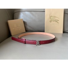 Buberry 20MM Red Leather Belt Silver TB Buckle 