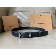 Buberry 30MM Leather Belt Silver TB Buckle 