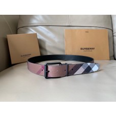 Buberry Check and Leather Reversible Belt 35MM Black Buckle