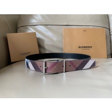 Buberry Check and Leather Reversible Belt 35MM Silver Buckle