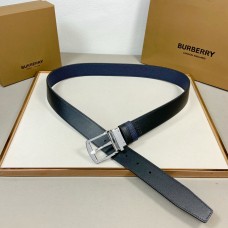 Burberry Double Sides Men Leather Belt Square Buckle 35mm Blue Black