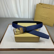 Burberry Double Used Men Leather Belt 34mm Black Blue