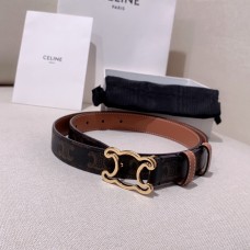 Celine Border Triomphe Belt Triomphe Canvas and Calfskin Gold Buckle