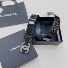 Chanel CC Logo Leather Belt Calfskin Black