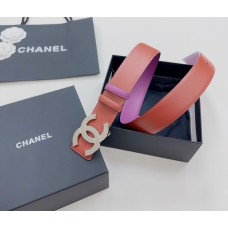 Chanel CC Logo Leather Belt Calfskin Purple