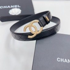 Chanel CC Logo Quilting Leather Belt 30MM Calfskin Black