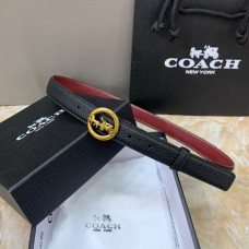 Coach Horse and Carriage Leather Belt 20MM Black Burgundy