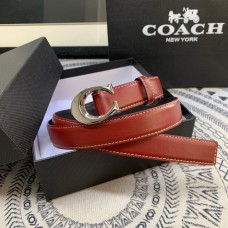 Coach Sculpted C Buckle Cut To Size Reversible Belt 25MM Red