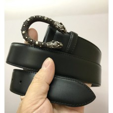 Gucci Leather Belt 451155 Black Tiger Head 