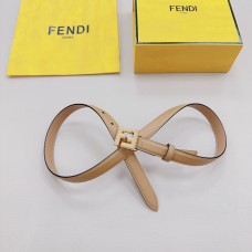 Fendi FF Leather Belt 20MM Apricot