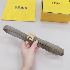 Fendi FF Leather Belt 20MM Grey