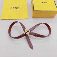 Fendi FF Leather Belt 20MM Maroon