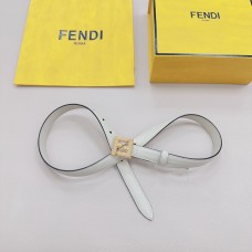 Fendi FF Leather Belt 20MM White
