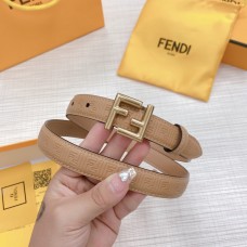 Fendi FF Leather Belt Logo Embossed 20ＭＭ Apricot