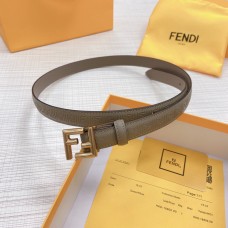 Fendi FF Leather Belt Logo Embossed 20ＭＭ Grey