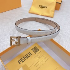Fendi FF Leather Belt Logo Embossed 20ＭＭ White