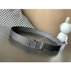 Fendi FF Reversible Leather Belt 35MM Black Grey