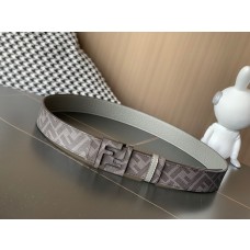 Fendi FF Reversible Leather Belt 35MM Grey