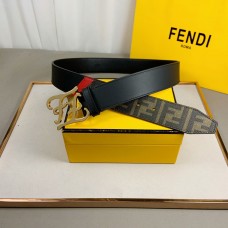 Fendi Reversible Men Embossed FF Leather Belt Karligaphy Buckle 34mm 40mm