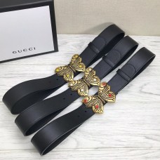 Gucci Butterfly Modify Buckle Women Belt 38mm Black Calfskin