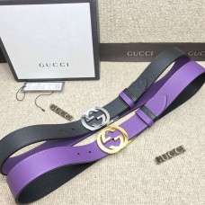 Gucci Black Purple Leather Belt Double Use 34mm