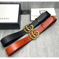 Gucci Leather Belt Double G 40093 Apricot/Black Snake