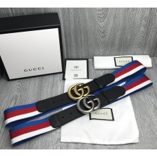Gucci Leather Belt Paneled Blue Red White Double G